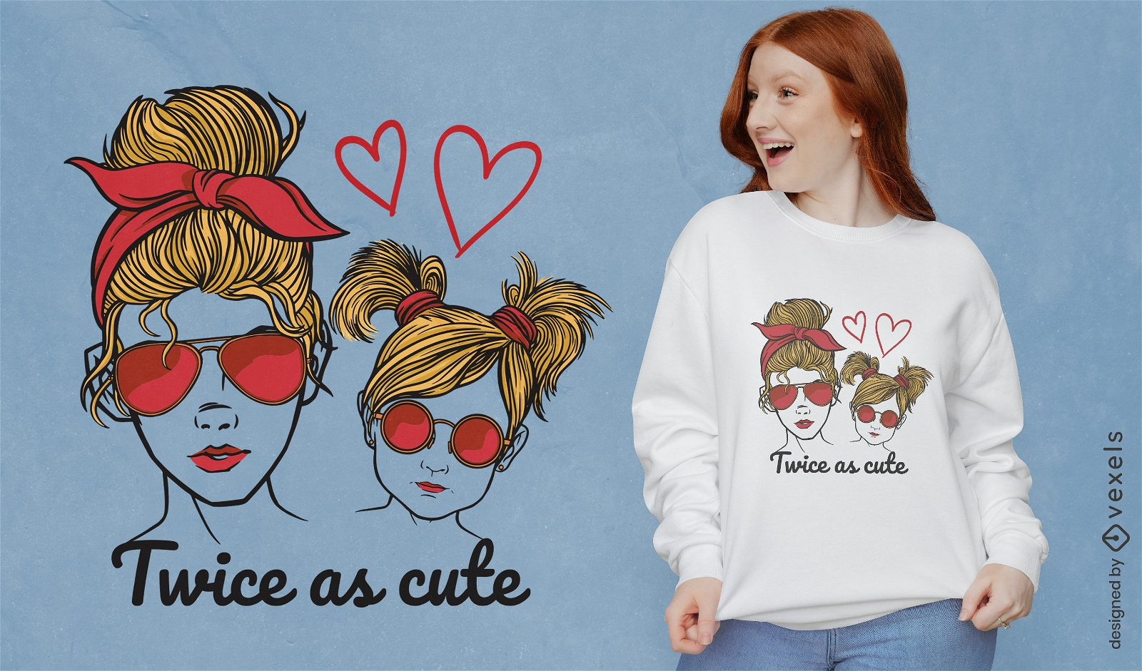Twice as cute mother daughter t-shirt design