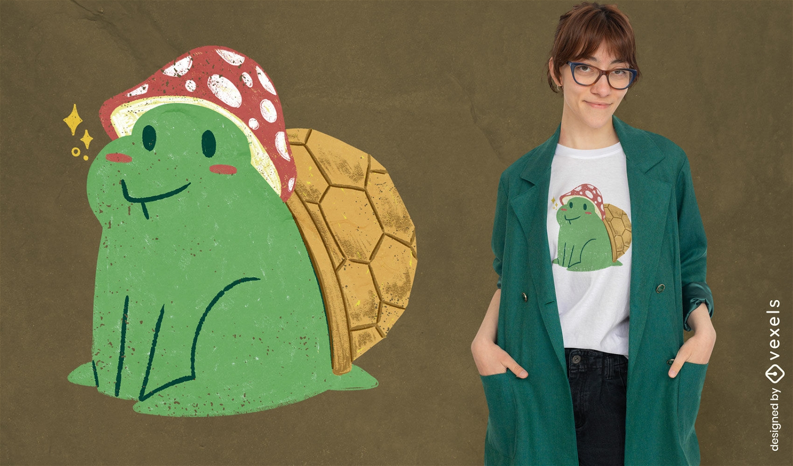 Niedliches Pilzschildkröten-T-Shirt Design