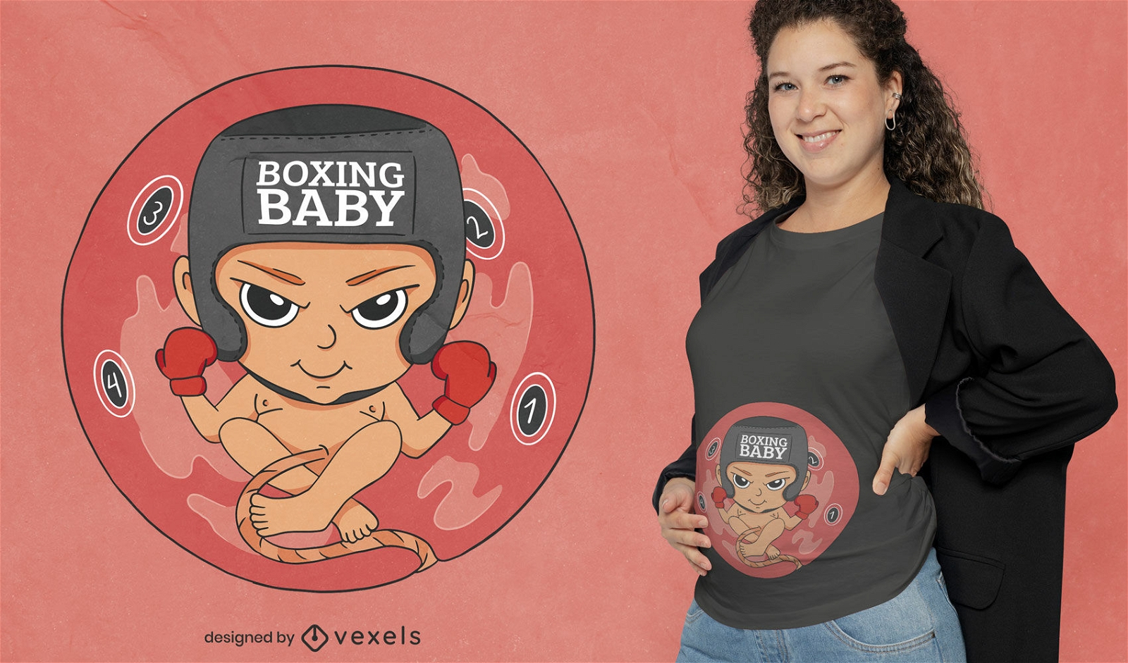 Diseño de camiseta de dibujos animados de deporte de boxeo de bebé