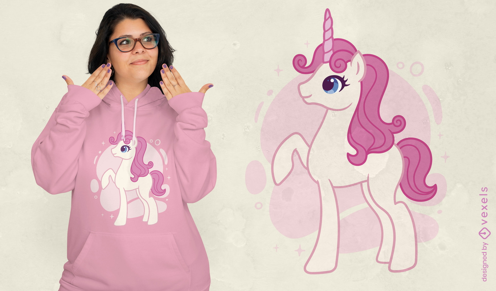 Lindo diseño de camiseta de unicornio de pelo rosa