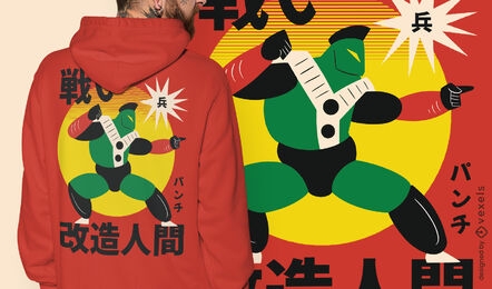 Green Japanese robot warrior t-shirt design