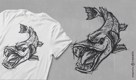 Fisch Meerestierskizze T-Shirt Design