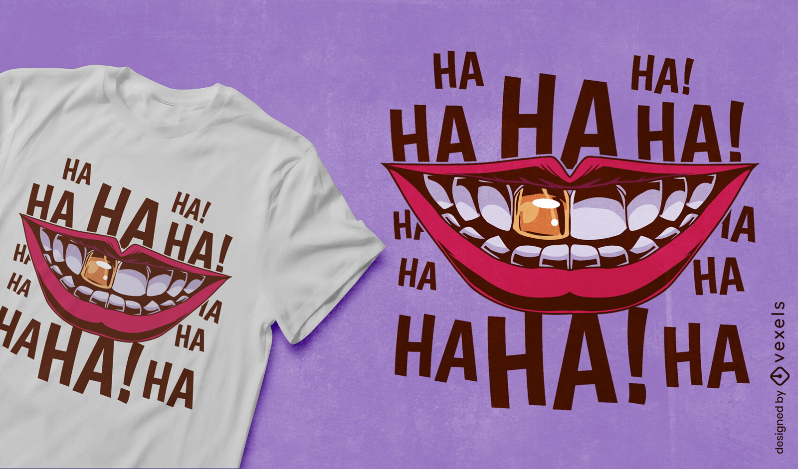 Design de camiseta de boca rindo
