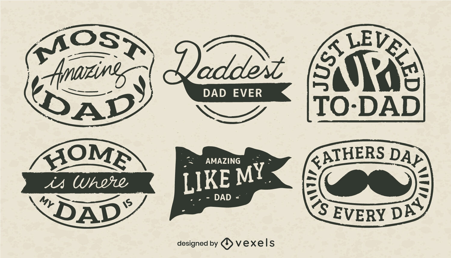 Father's day simple badges set