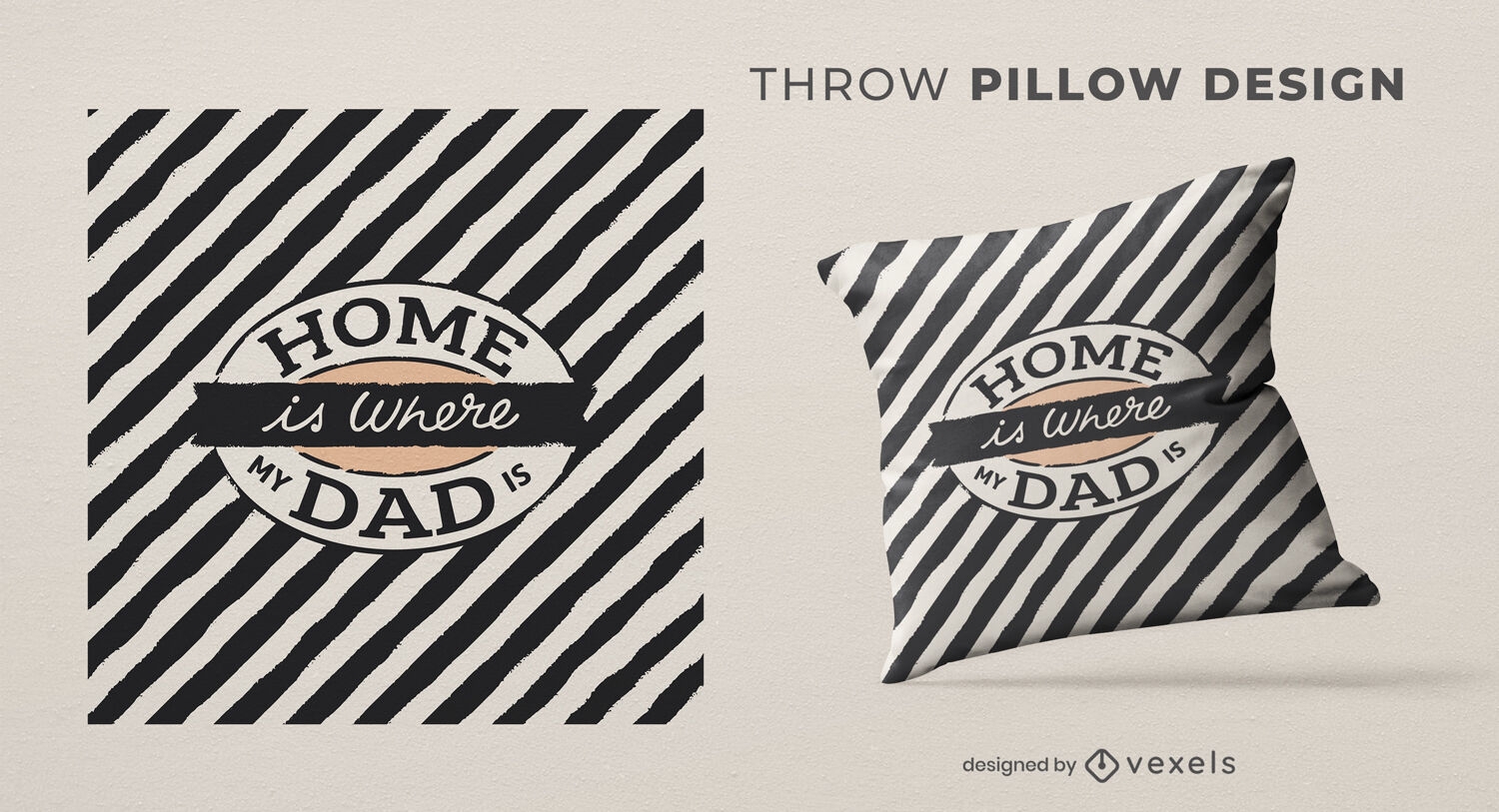 El hogar es el diseño de la almohada de tiro a rayas de papá.