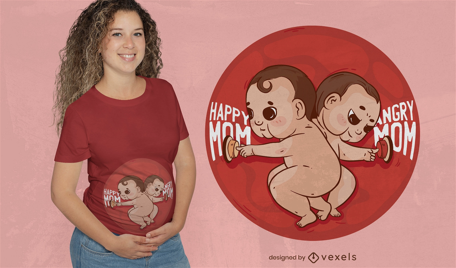 Lustiges Zwillingsschwangerschafts-T-Shirt Design