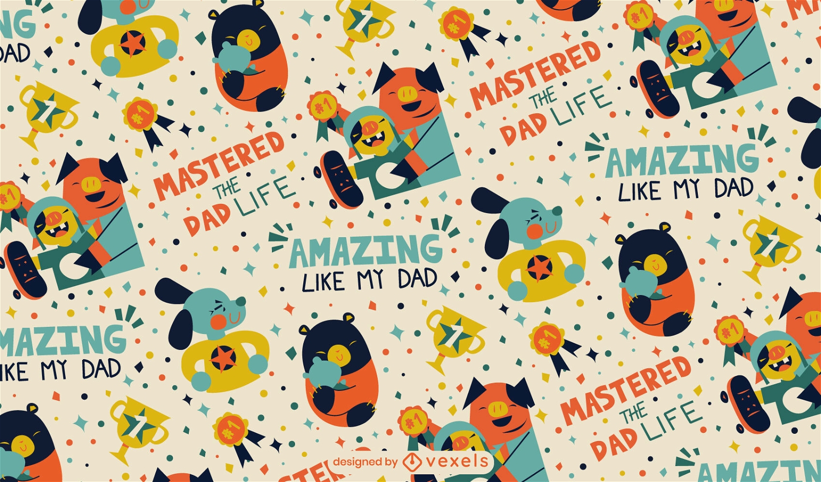 Father's day characters pattern design