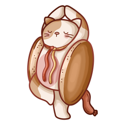 Personagem de comida de cachorro-quente de comida de gato Desenho PNG