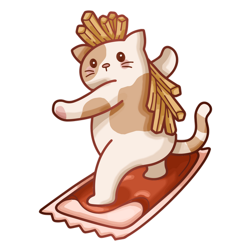 Personagem de comida de batatas fritas de comida de gato