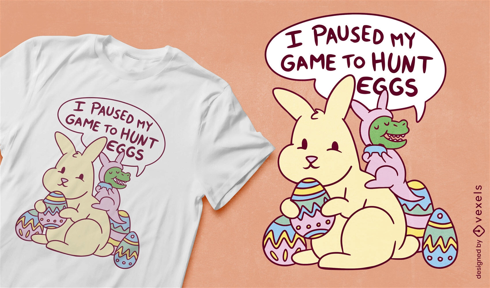 T-rex and easter bunny t-shirt design