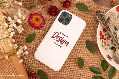 Floral phone case mockup design