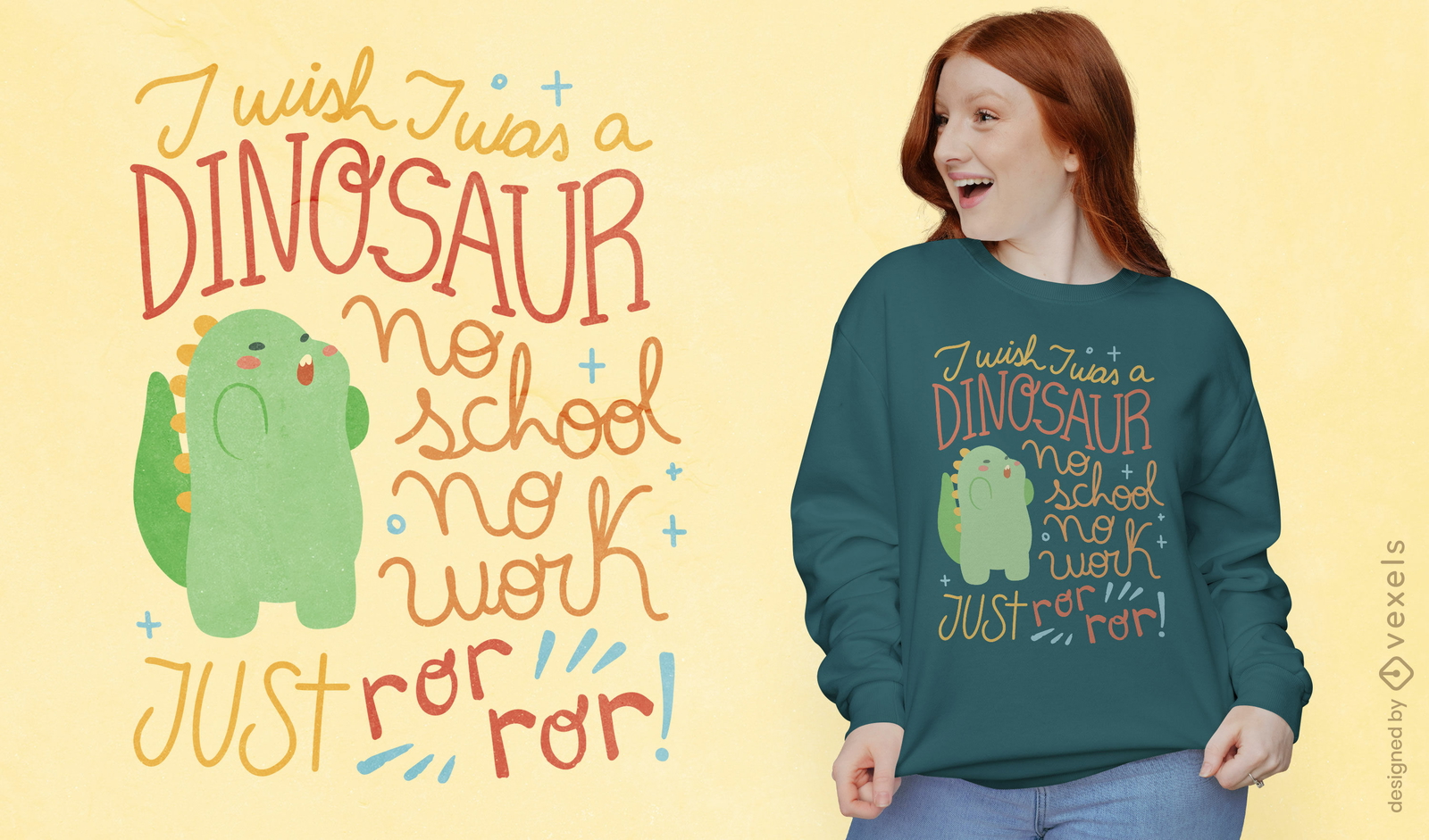 Diseño de camiseta de cita divertida de dinosaurio