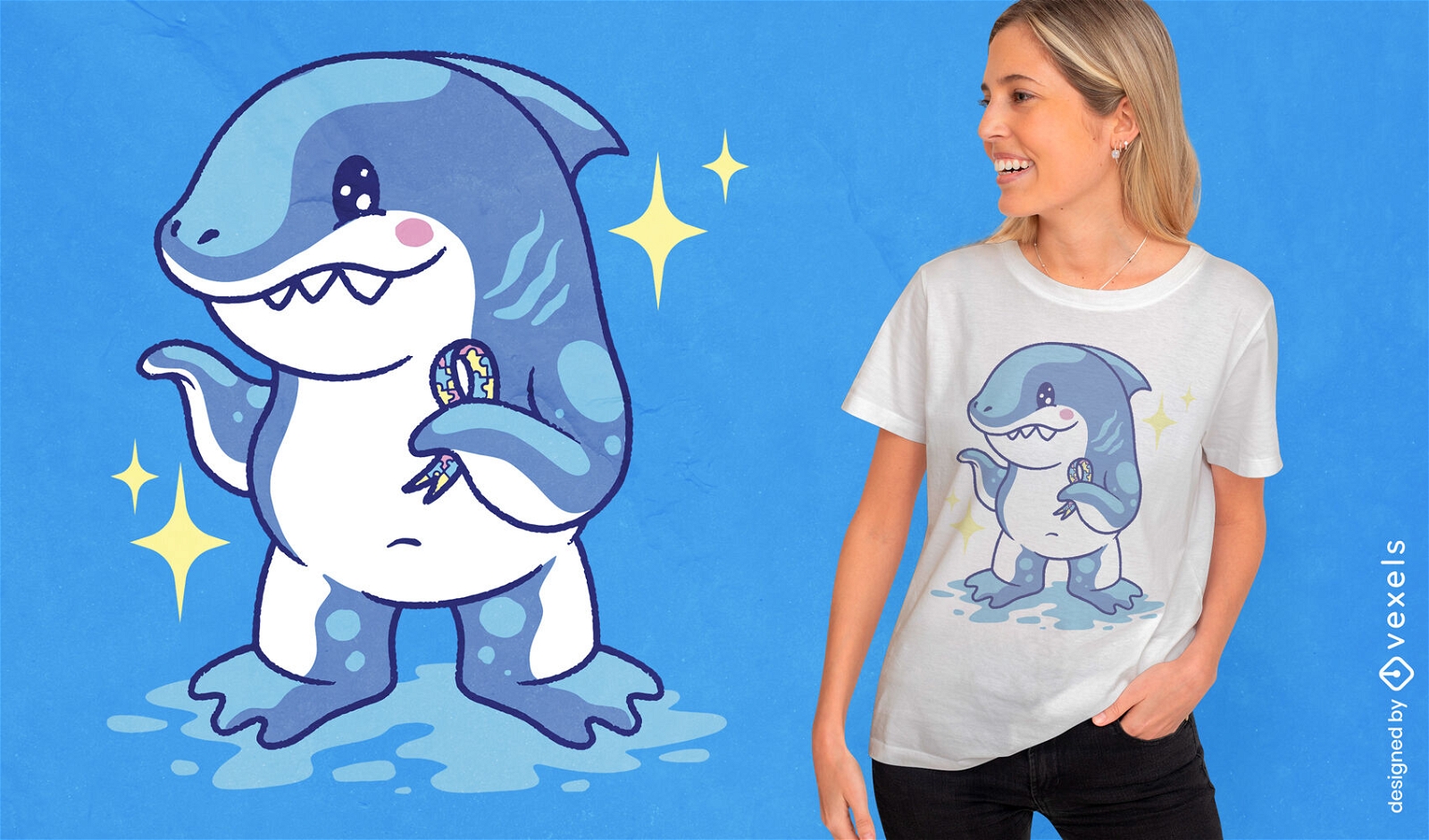 Autism awareness shark t-shirt design