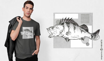 Design de camiseta de peixe poleiro do rio