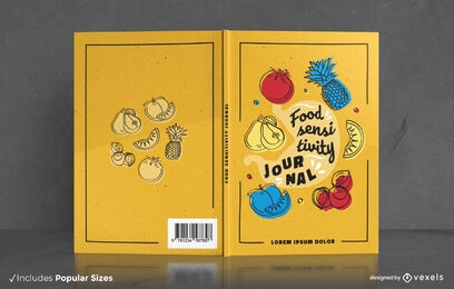 Diseño de portada de libro de frutas y verduras.