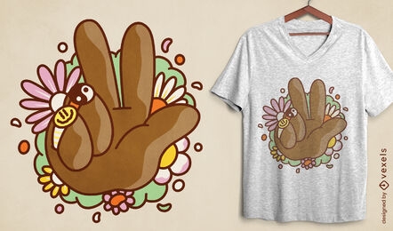 Diseño de camiseta de dibujos animados de signo de la paz