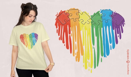 Diseño de camiseta de corazón de conciencia de autismo.