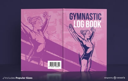 Garota fazendo design de capa de livro de esporte de ginástica