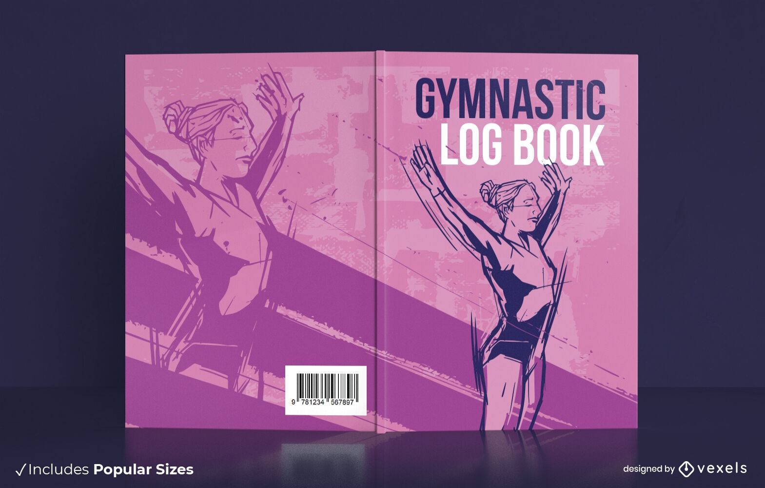 Mädchen, das gymnastisches Sportbuchumschlagdesign tut