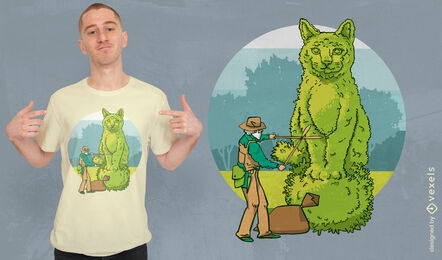 Design de camiseta de jardinagem de topiaria de gato