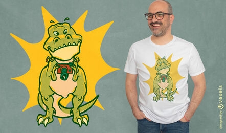 Design de camiseta de fotógrafo T-rex