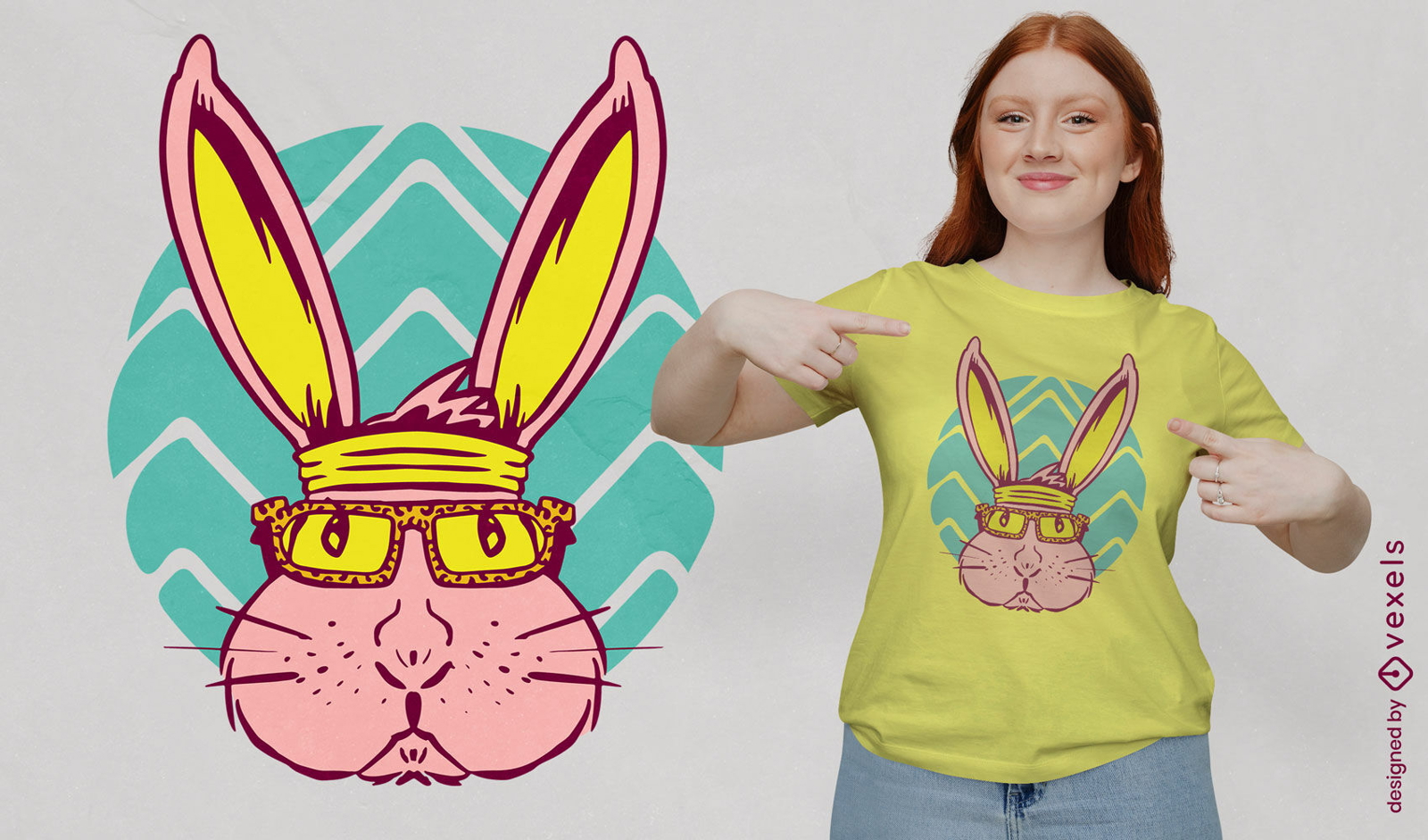 Diseño de camiseta de animal de Pascua de conejito retro