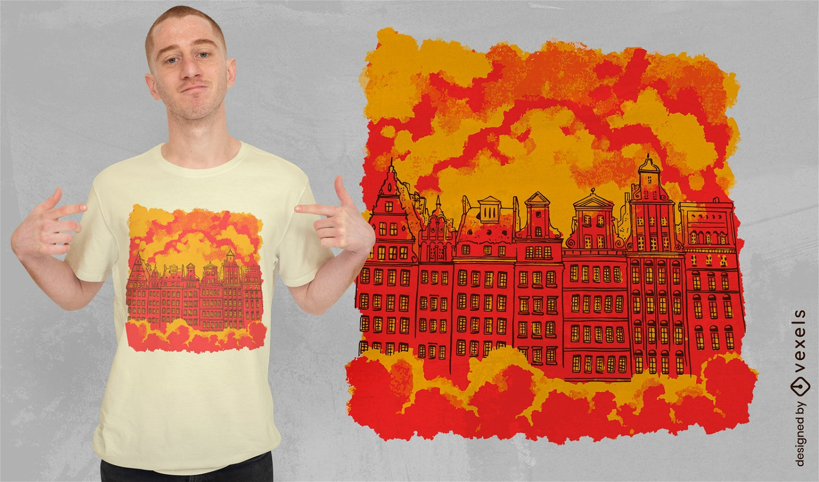 Old building hand drawn t-shirt design