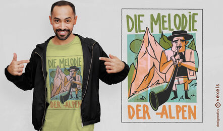 The melody of the Alps touristic t-shirt design