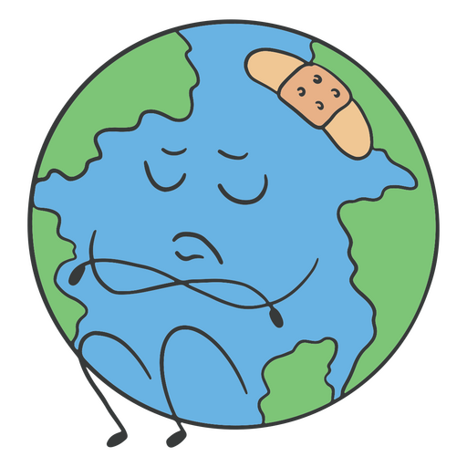 Personaje de dibujos animados de cambio clim?tico del planeta tierra Diseño PNG