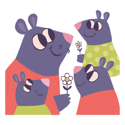 Personajes de ratones para el día del padre. Diseño PNG