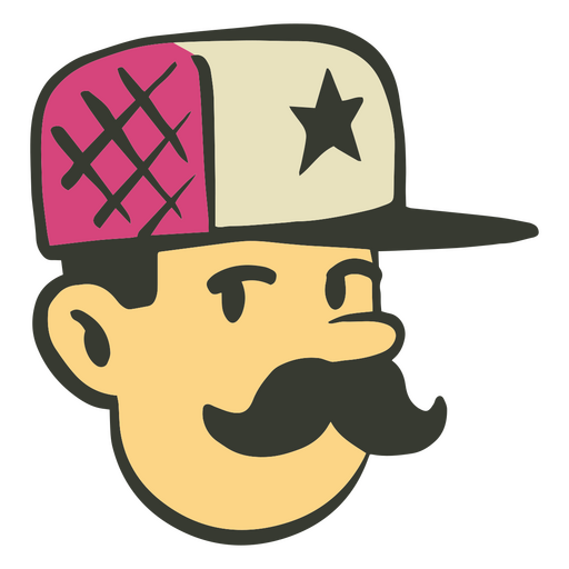 Hombre bigotudo con gorra de estrella Diseño PNG