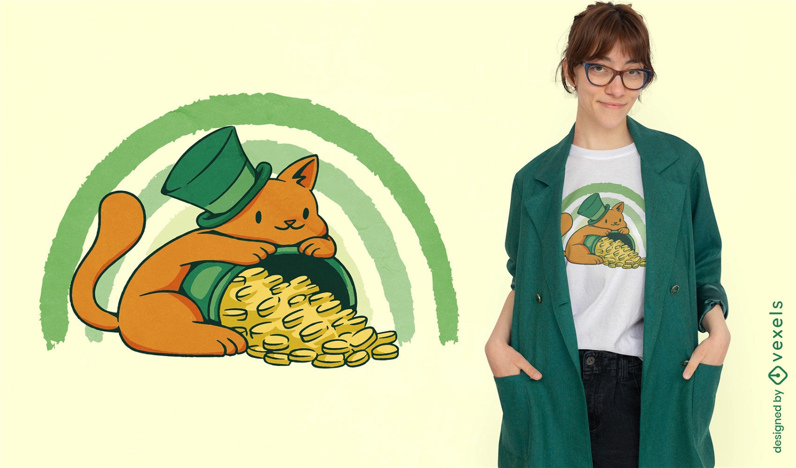 St. Patrick&#39;s Day niedliches Katzen-T-Shirt-Design