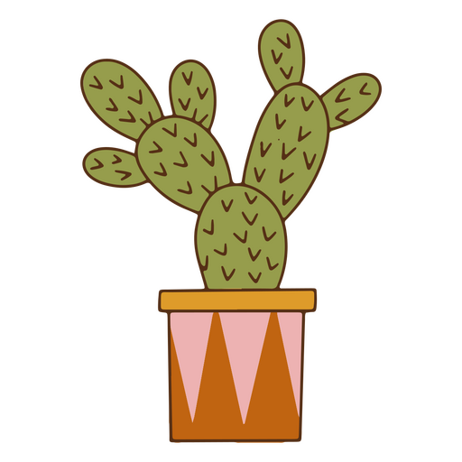 Trazo de color de cactus de oreja de conejo Diseño PNG