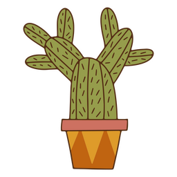 Planta de trazo de color de decoración del hogar de cactus