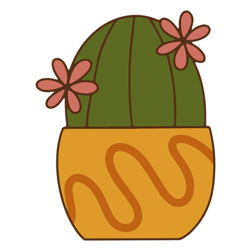 Cactus flores decoraci?n color trazo planta Diseño PNG