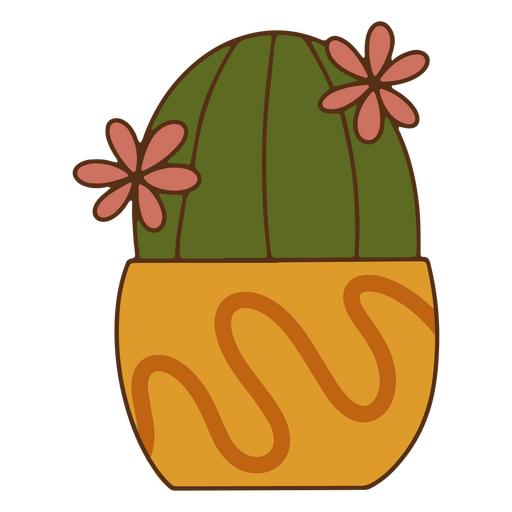 Planta de traçado de cor de decoração de flores de cacto Desenho PNG