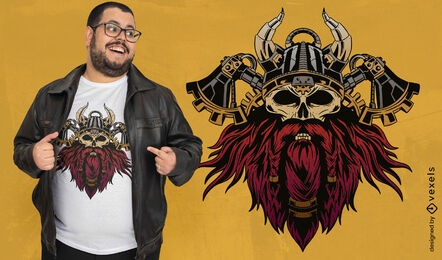 Steampunk Viking skull t-shirt design