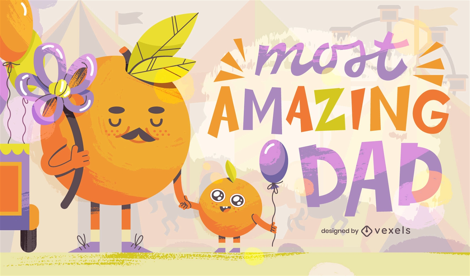 Orange dad father's day quote illustration