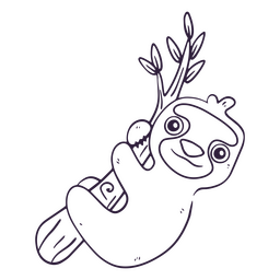 Desenho de curso de natureza de galho de preguiça bonito