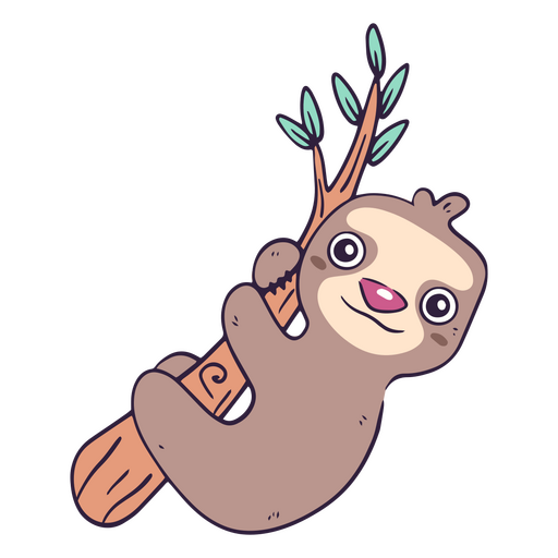 Cute sloth twig animal PNG Design