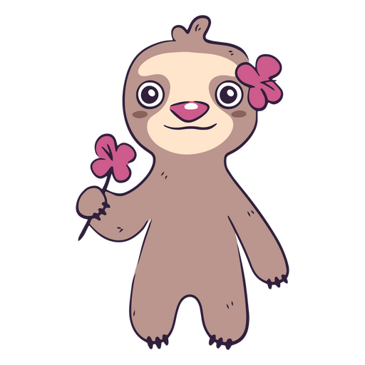Cute sloth flower animal PNG Design