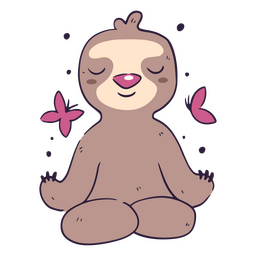 Cute sloth butterfly animal cartoon PNG Design