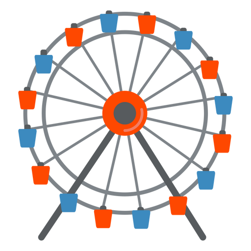 Iconos de circo plano de rueda gigante Diseño PNG