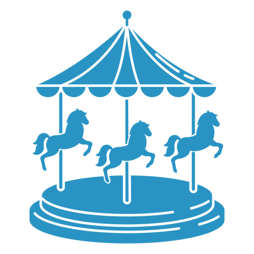 Carrousel cut out blue circus icons PNG Design