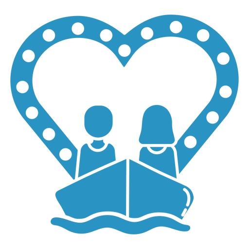 Barco de amor recorta iconos de circo azul Diseño PNG