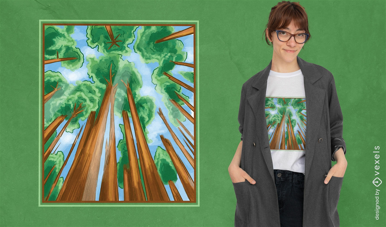 Diseño de camiseta de árboles del parque nacional.