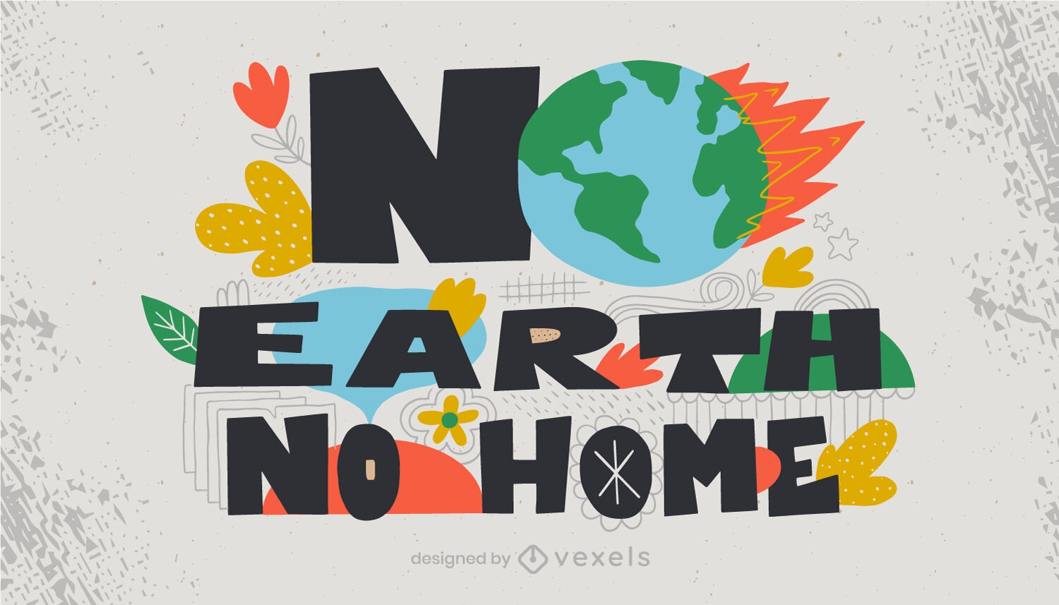 Keine Erde, kein Zuhause-Schriftzug-Design