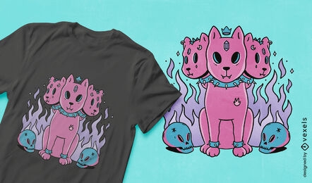 Three headed dog pastel goth t-shirt design