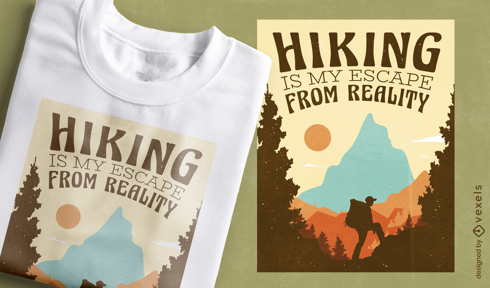 Wandern ist meine Flucht aus der Realität T-Shirt-Design