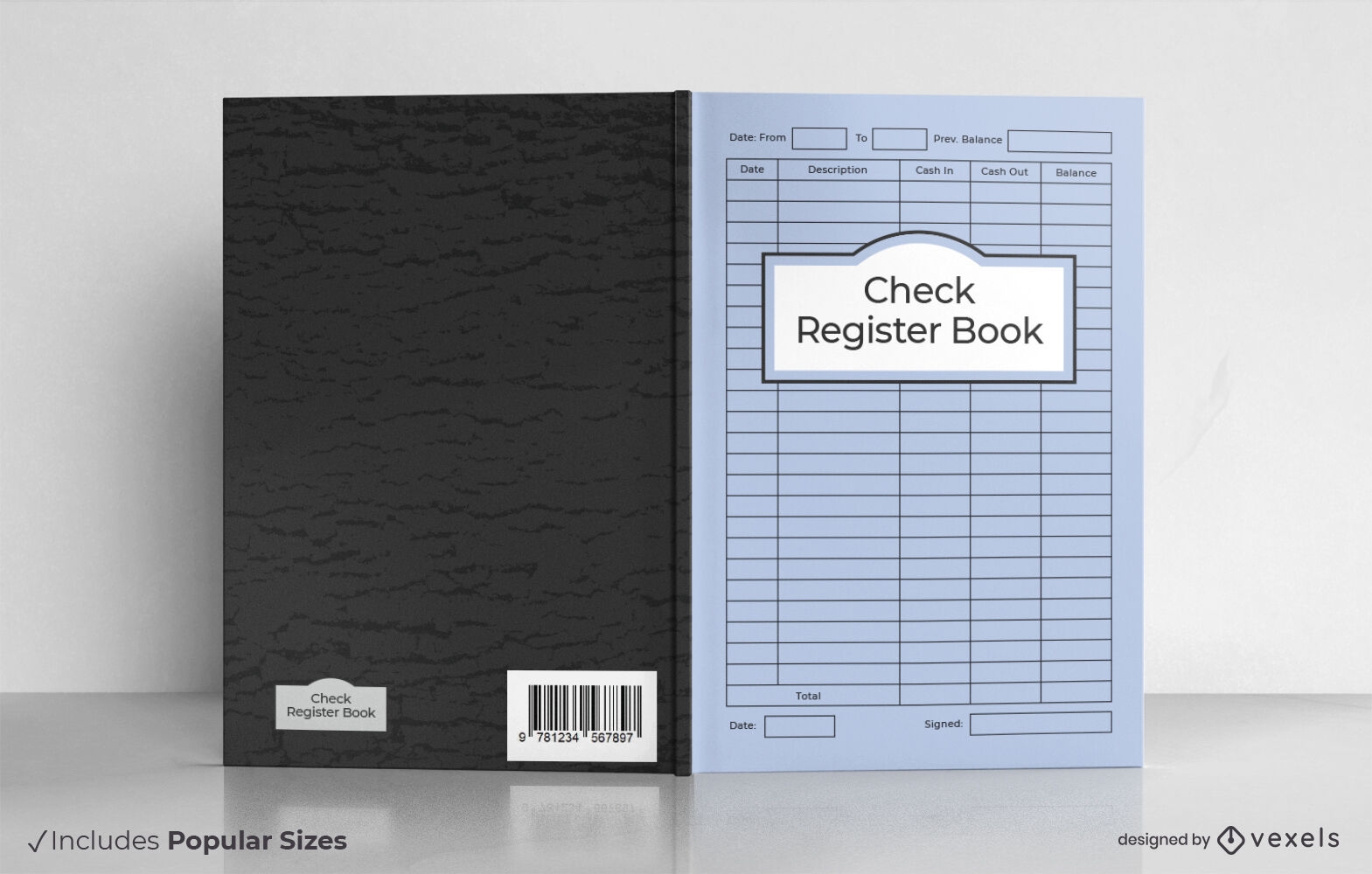 Check register business book cover design